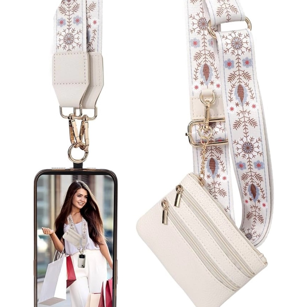 Stylish Cream Crossbody Phone Holder with Strap